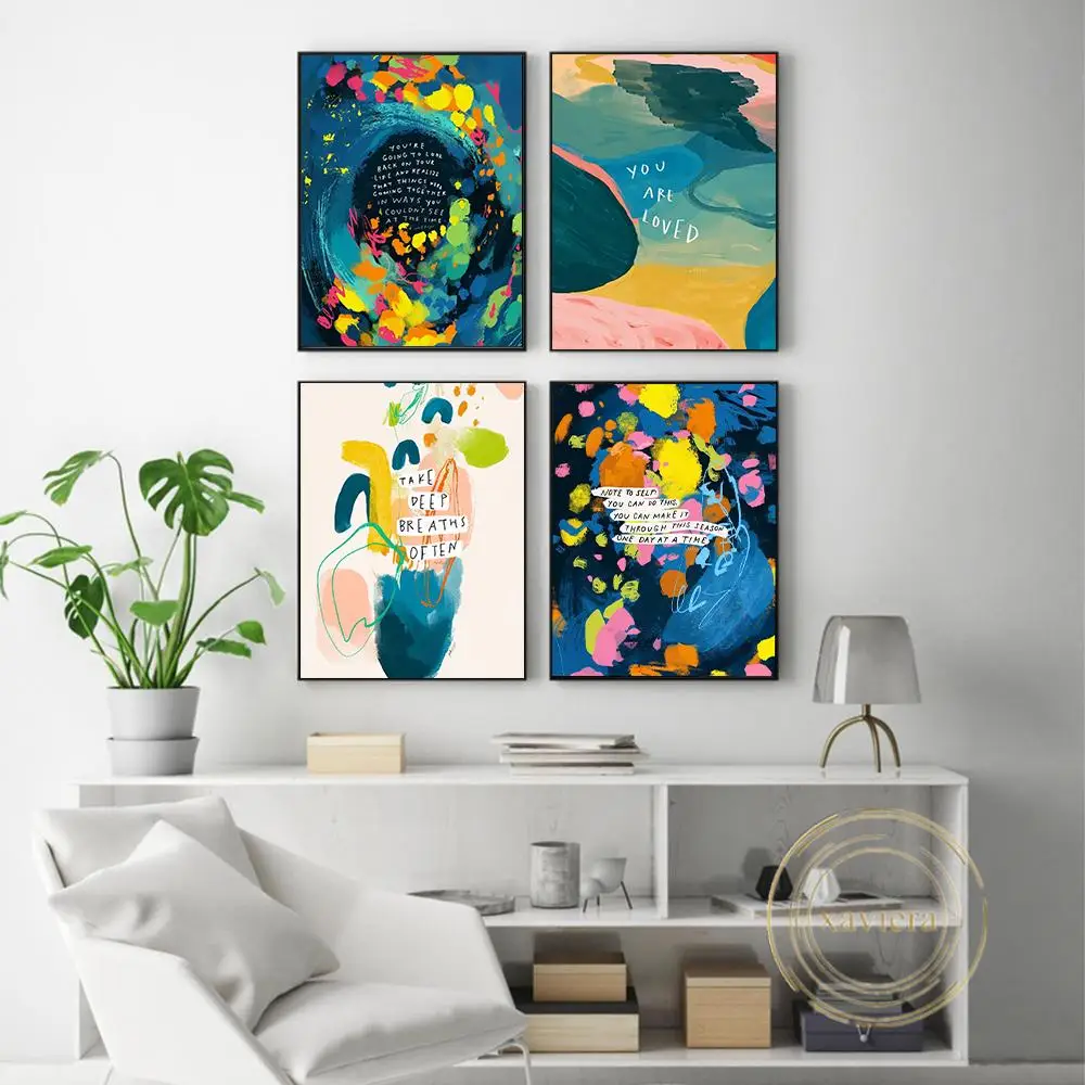 

Modern Positive Quotes Text Canvas Painting Colourful Cartoon Abstract Graffiti Wall Art Poster Home Decoration Children's Room