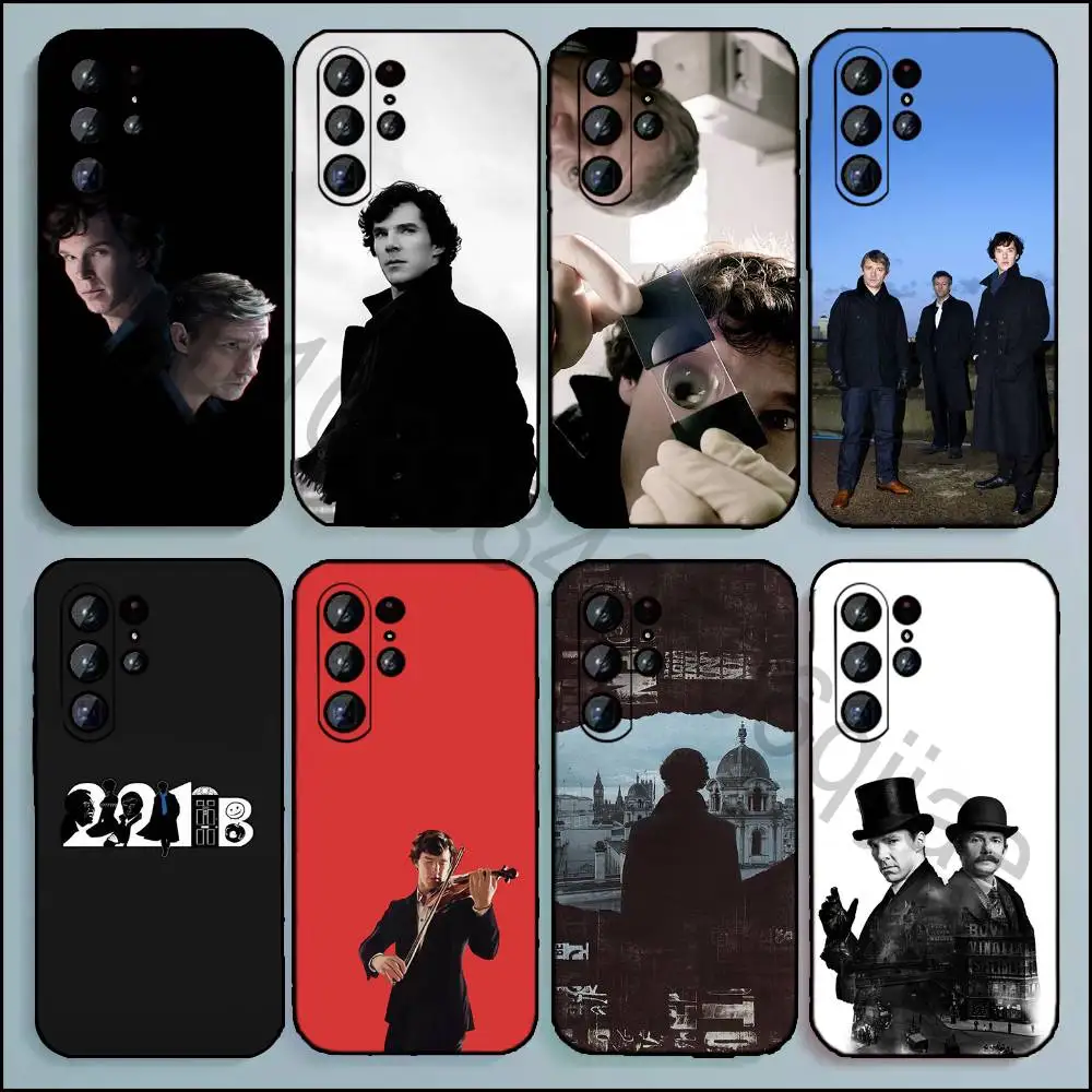 Фото Чехол для телефона S-Sherlock для Samsung Galaxy A13,21s,22,31,32,52,53,71,80,A91, мягкий черный корпус №1