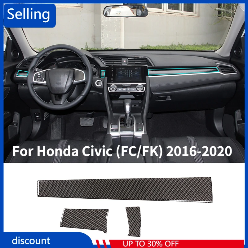 

Интерьер автомобиля из углеродного волокна центральное управление украшение инструмента 3D наклейка крышка отделка Аксессуары для Honda Civic (...