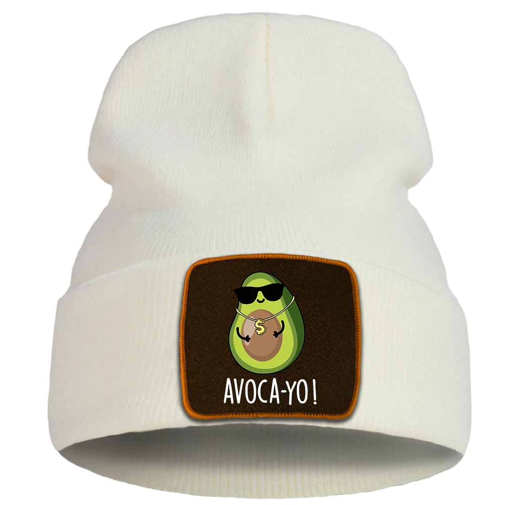 Балаклава Смешная богатая авокадо шапка для младенцев Мужские кепки Винтажный хлопок Хараджуку Стритвир Зимние вязаные шапки для женщин.