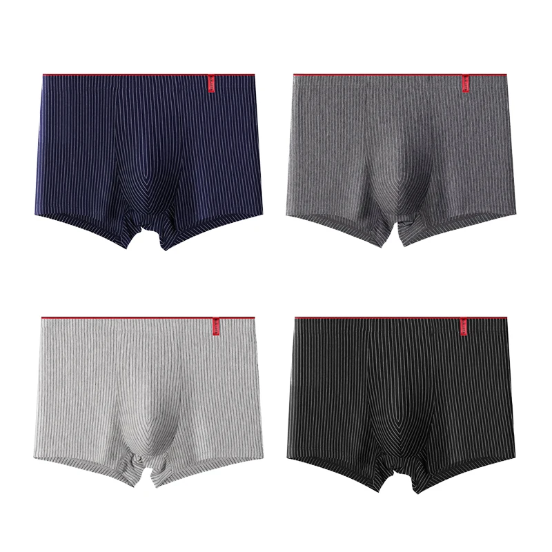 FK 5pcs Pure Cotton Men Boxer Shorts Stripe Underwear Antibacterial Boxershorts Cueca Male Panties Mens Underpants Free Shipping