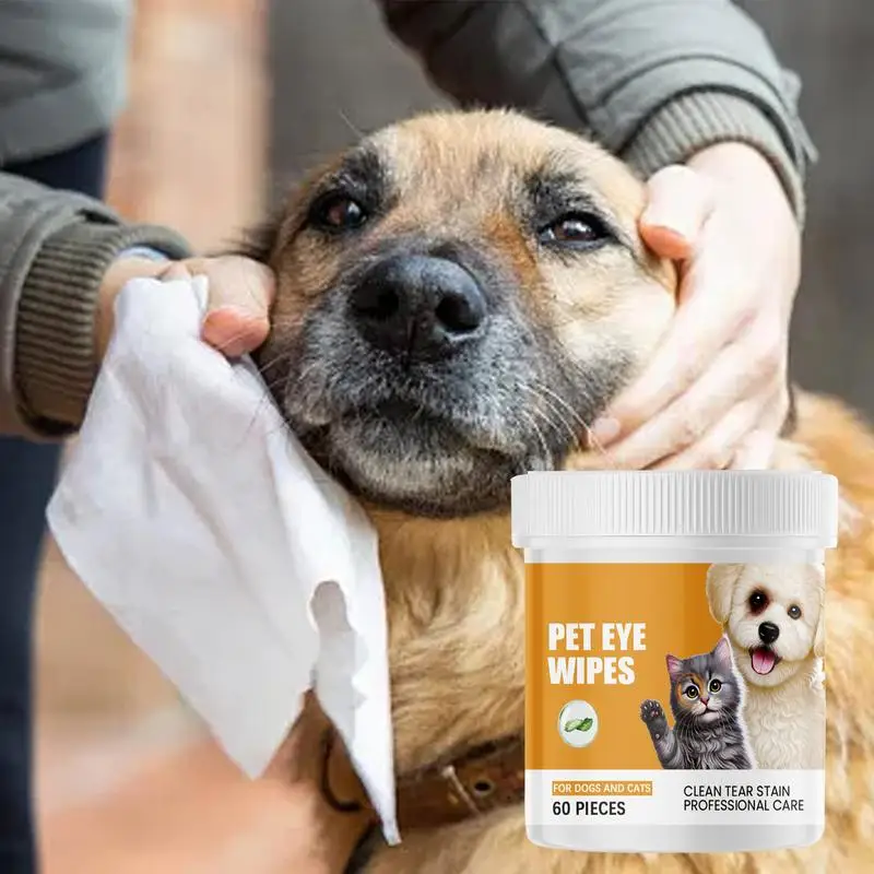 Салфетки для домашних животных собак Очиститель собачьих глаз 60X слез Устройство