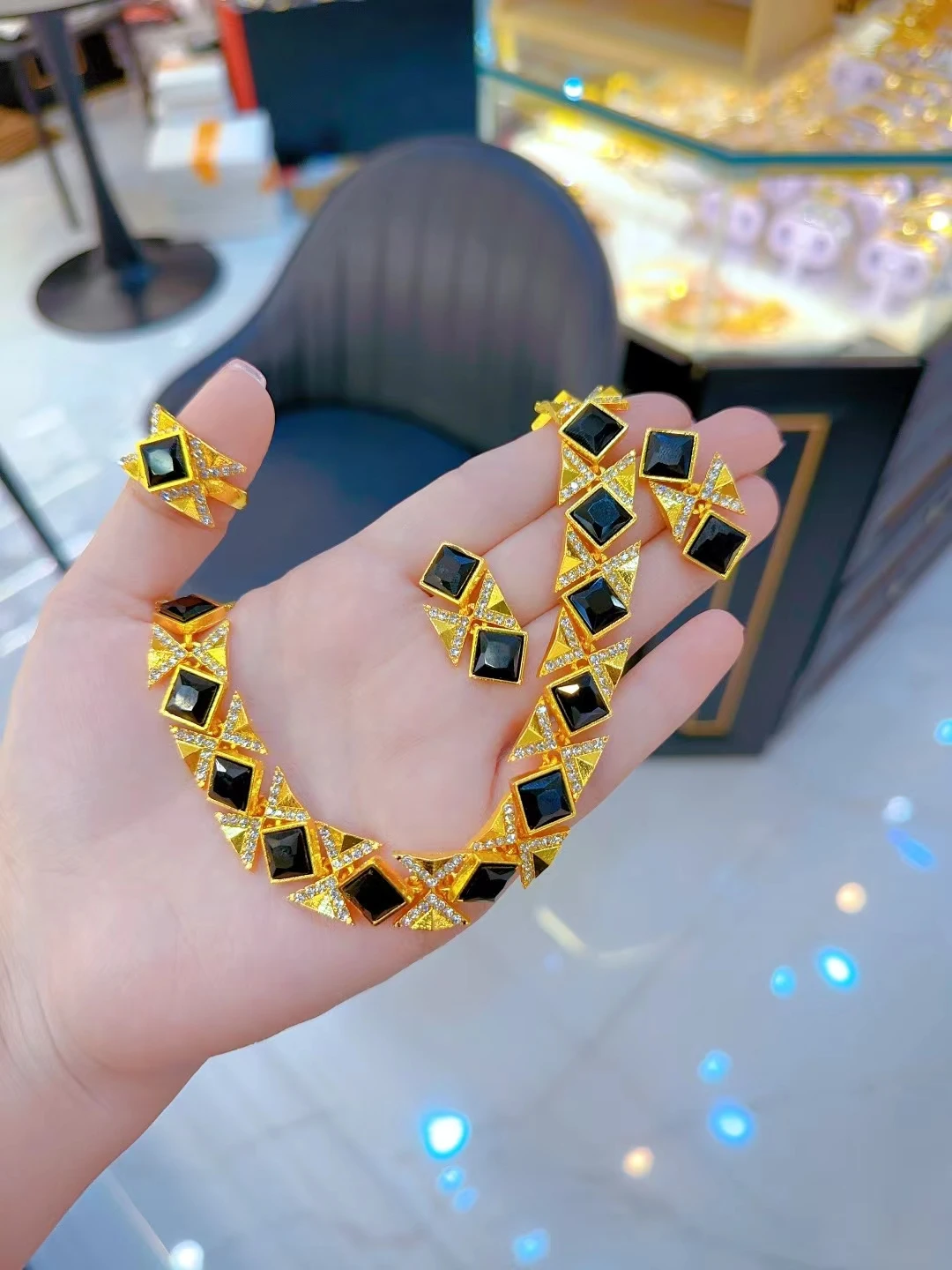 2024 Дубай новинка покрытое 24-каратным золотом ожерелье серьги кольцо Свадебная