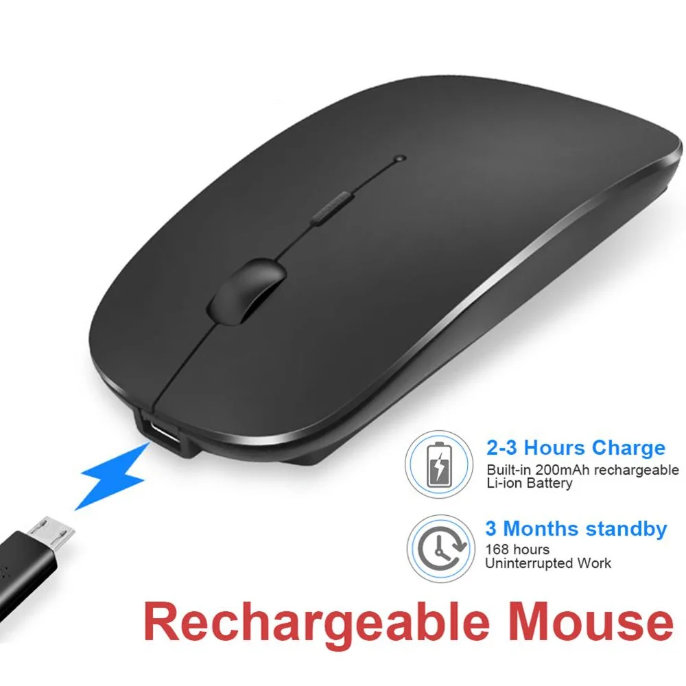 

New Genuine Wireless Mouse 2.4Ghz Classic Rechargeable Computer Mice Ultra-Thin Silent Mouse Mute For Laptop PC Office Notebook