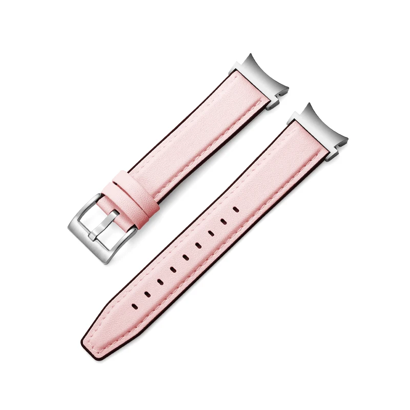 Leather Built-in Silicone Bands for Samsung Galaxy Watch 4 Band Classic 46mm 42mm/Galaxy Watch4 44mm 40mm No Gaps Bracelet Strap