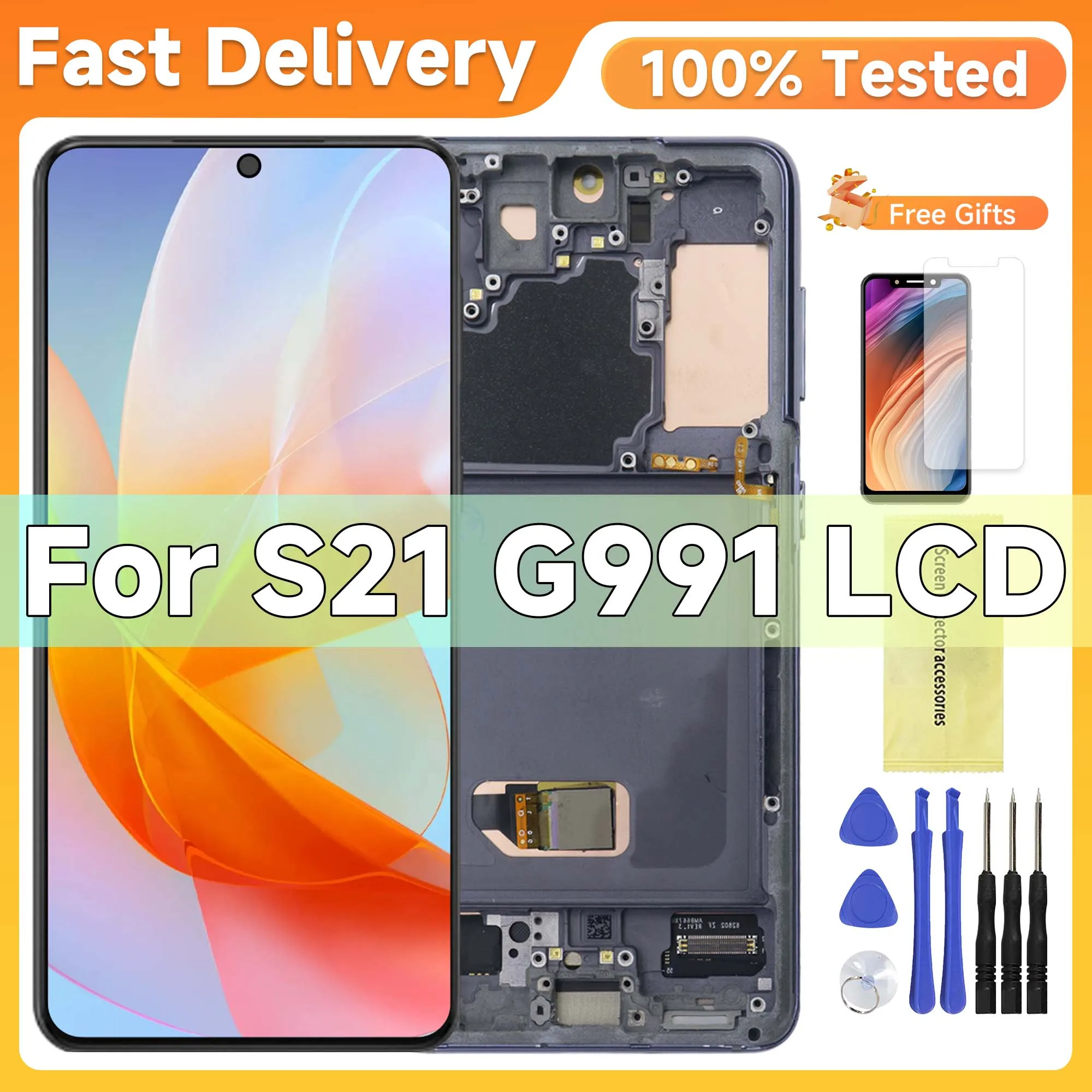 6 2 ''для AMOLED для Samsung S21 5G ЖК-дисплей цифровой сенсорный экран замена G991U SM-G991B