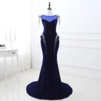 merdelan royal blue crystals prom dresses 2022 mermaid skirt tassel party dress o neck long formal evening gowns
