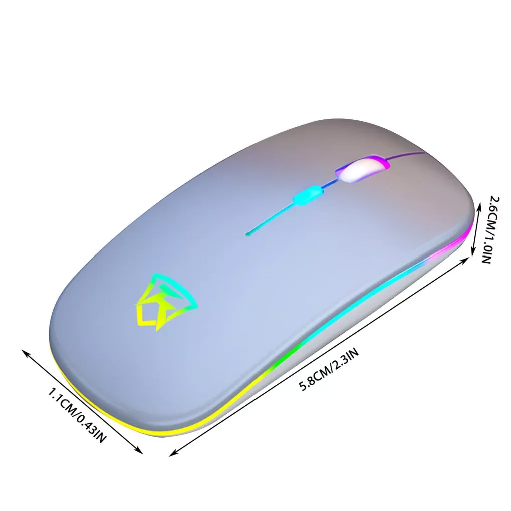 

2022/2.4G LED Backlit Wireless Mouse USB Rechargeable LED RGB Mouse Computer Laptop Adjustable 1000-1600 DPI Optical Mice