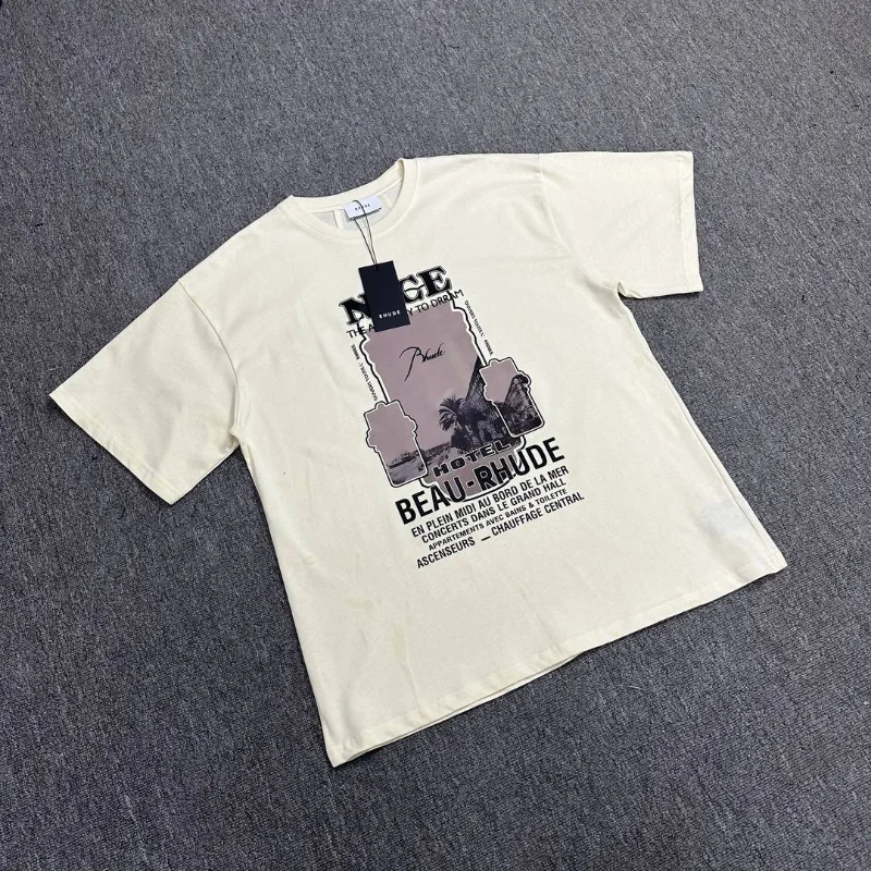 

23SS Rhude Letters Print T-shirt Women Men 1：1 High Quality Oversized T Shirt Top Tees Best Quality T Shirts