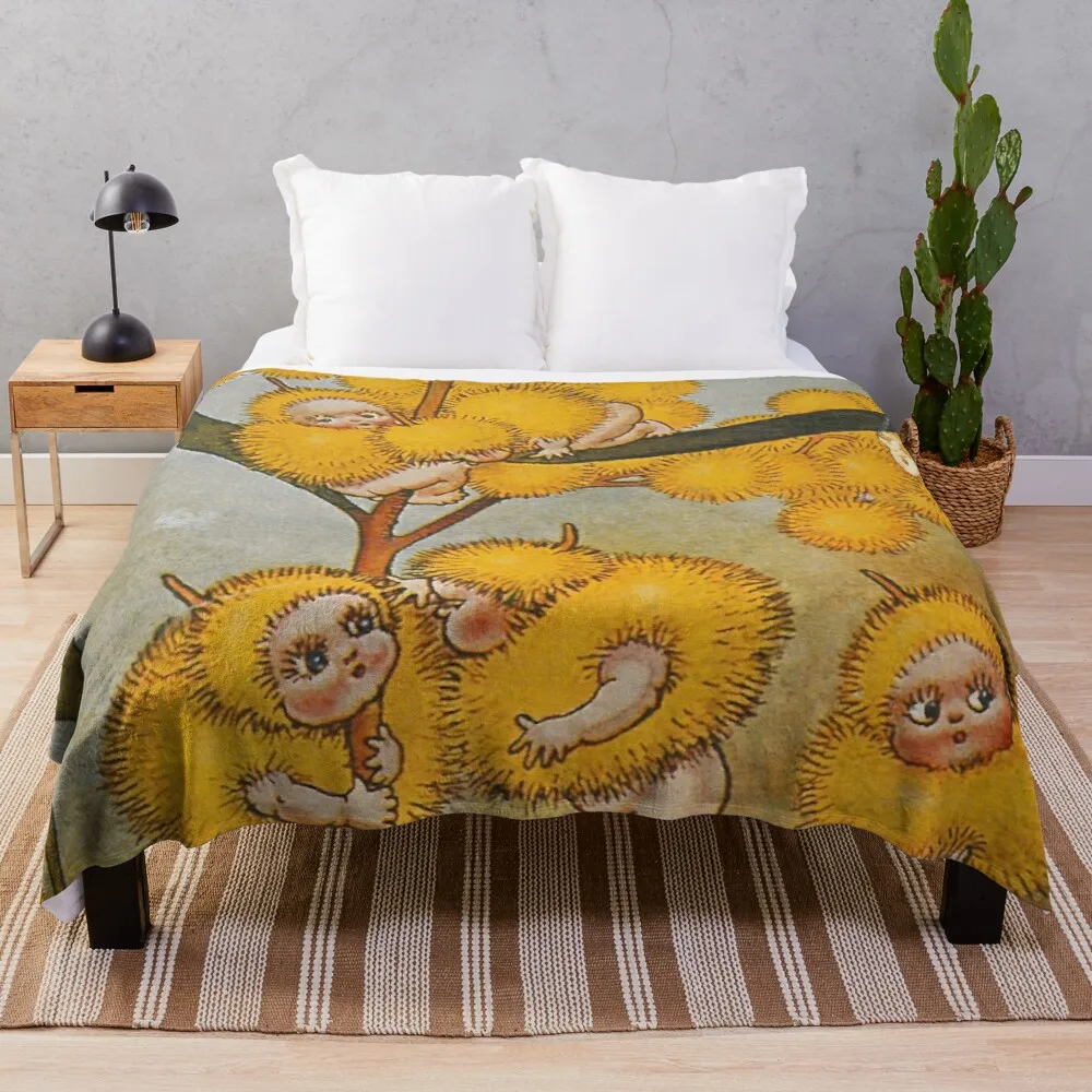 

Wattle Babies - May Gibbs PrintThrow Blanket brand blankets