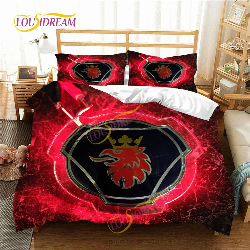 

Постельное белье Scania для грузовиков, из трех предметов, пододеяльник, наволочка, индивидуальная мягкая простыня Scania, декор для спальни