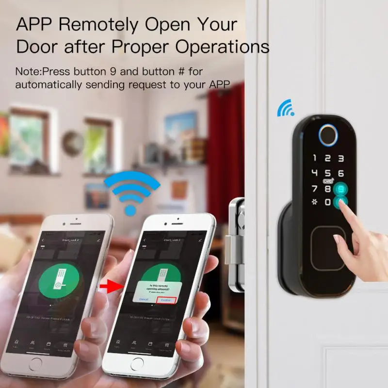 

Tuya Wifi Smart Lock Waterproof Fingerprint Door Lock Smart Tuya App Remotely Suitable For Wooden Door Metal Door Hotel Security