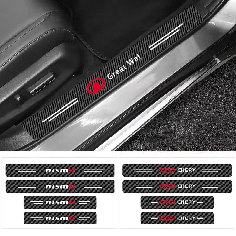 

4pcs Carbon Fiber Car Door Threshold Protection Sticker For VW Volkswagen CC Polo 6R Golf 4 5 6 7 MK7 MK4 MK6 Passat B6 B8 T4 T5