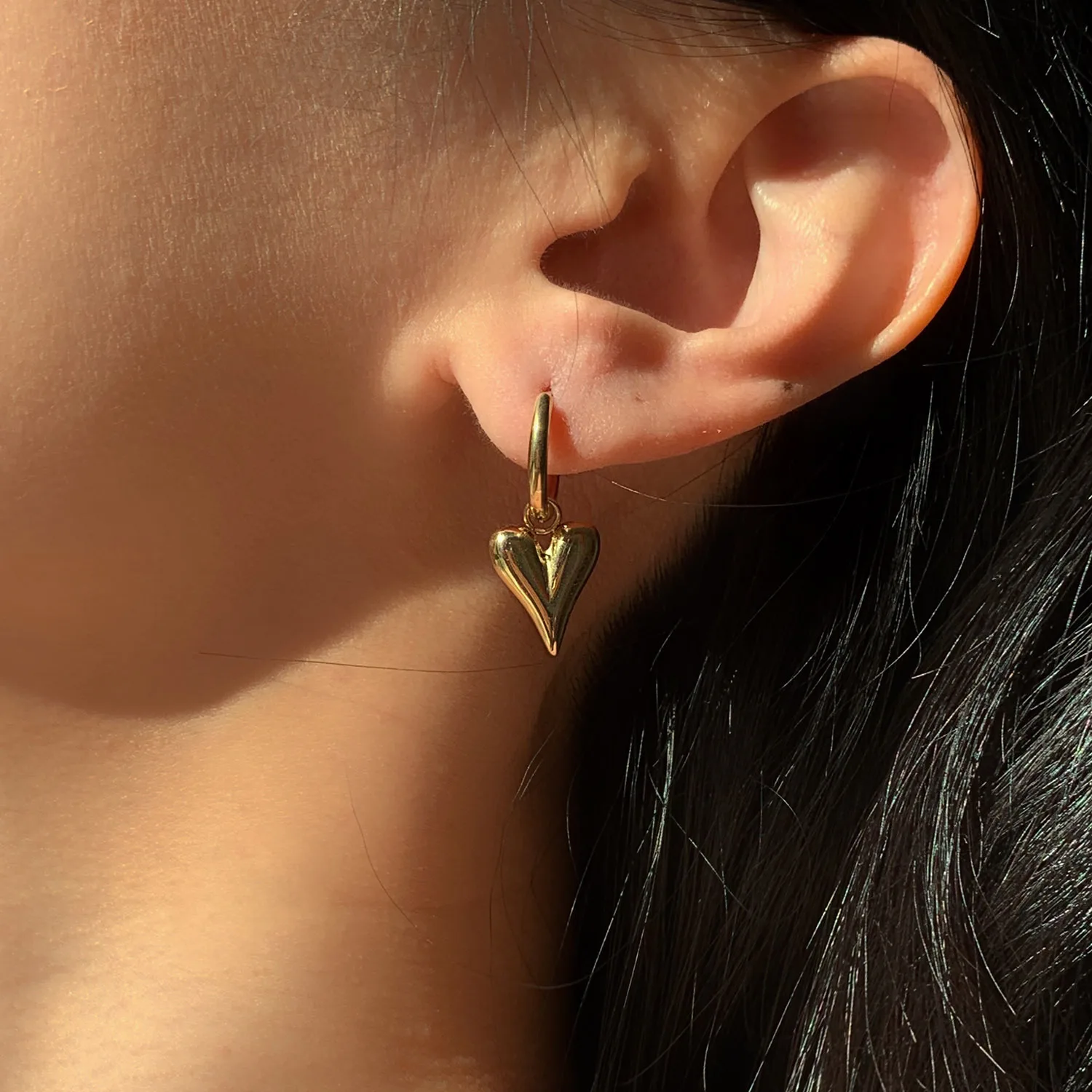 Stainless Steel PVD 18K Gold Plated Tarnish Waterproof Simply Heart Pendant Drop Earrings For Woman Jewelry Wholesale Trendy