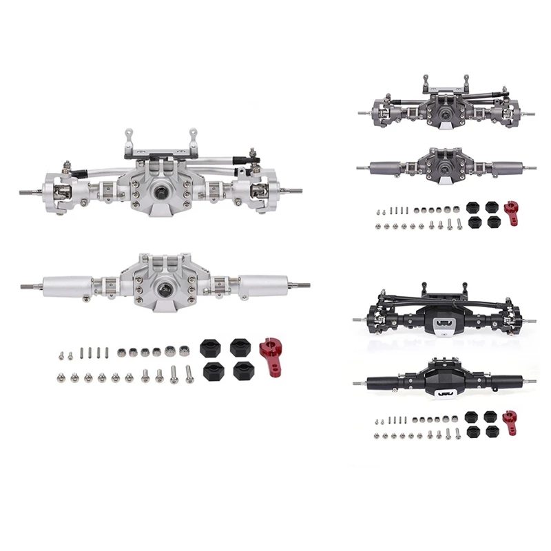 

CNC Anodized Front And Rear Axle Kit For 1/10 RC Crawler Car Axial SCX10 II 90046 RC4WD D90 RGT 86100 Redcat GEN8 Silver
