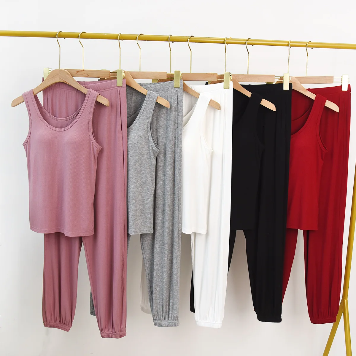 Fdfklak New Arrivals Women Sleeveless Tops+Trousers 2 Pieces Suit Lingerie Pyjamas Set Summer Pijama Loose Nightwear
