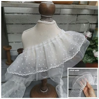 low price pleated double layer speckled white lace fabric diy kids lolita cake dress sleeve skirt ruffle trim sewing accessories