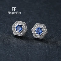 fashion simple silver plated blue stud earrings engagement banquet exquisite jewelry wholesale
