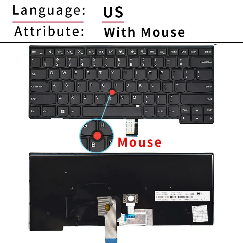 Фото Русско-испанская клавиатура с подсветкой для Lenovo ThinkPad E431 E440 L440 T431s T440 T440S T440P L450 T450 CS13T 0C43954 04X0149 №3