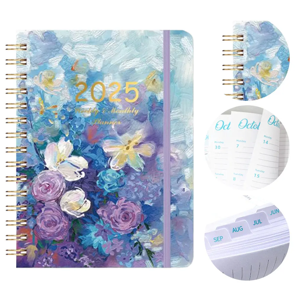 Блокнот формата А5 2025 г. ежедневник в спиральном переплете с ежемесячными