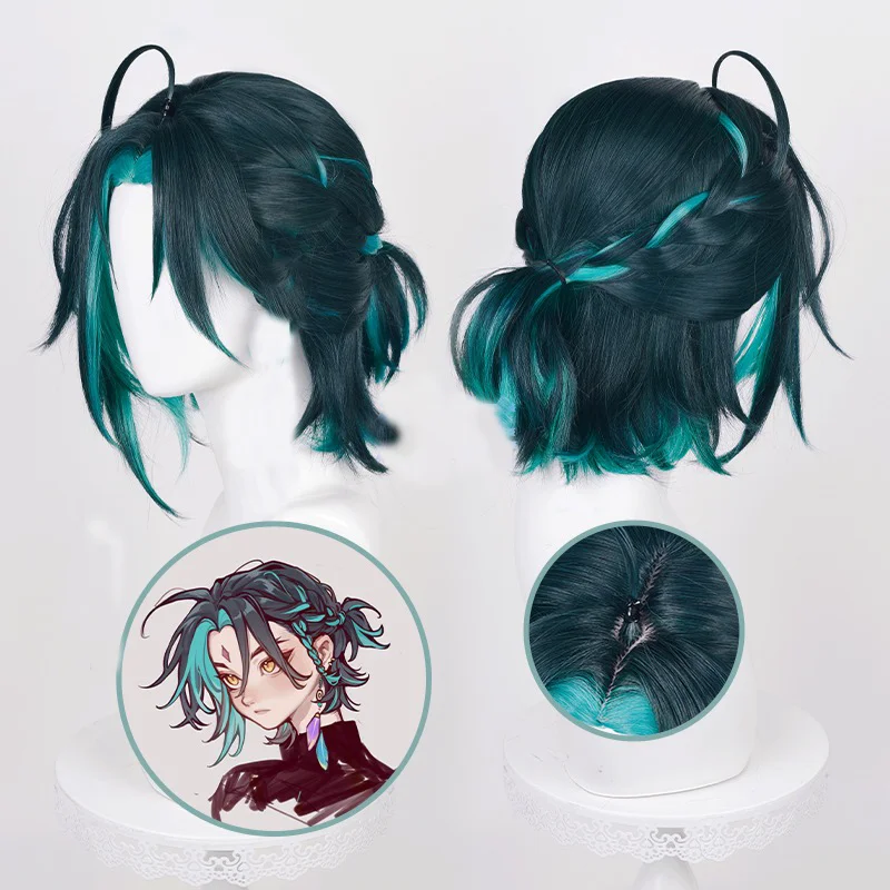 

Парик Game Genshin Impact Cosplay Xiao, 40 см, короткие зеленые волосы со стандартной термостойкостью