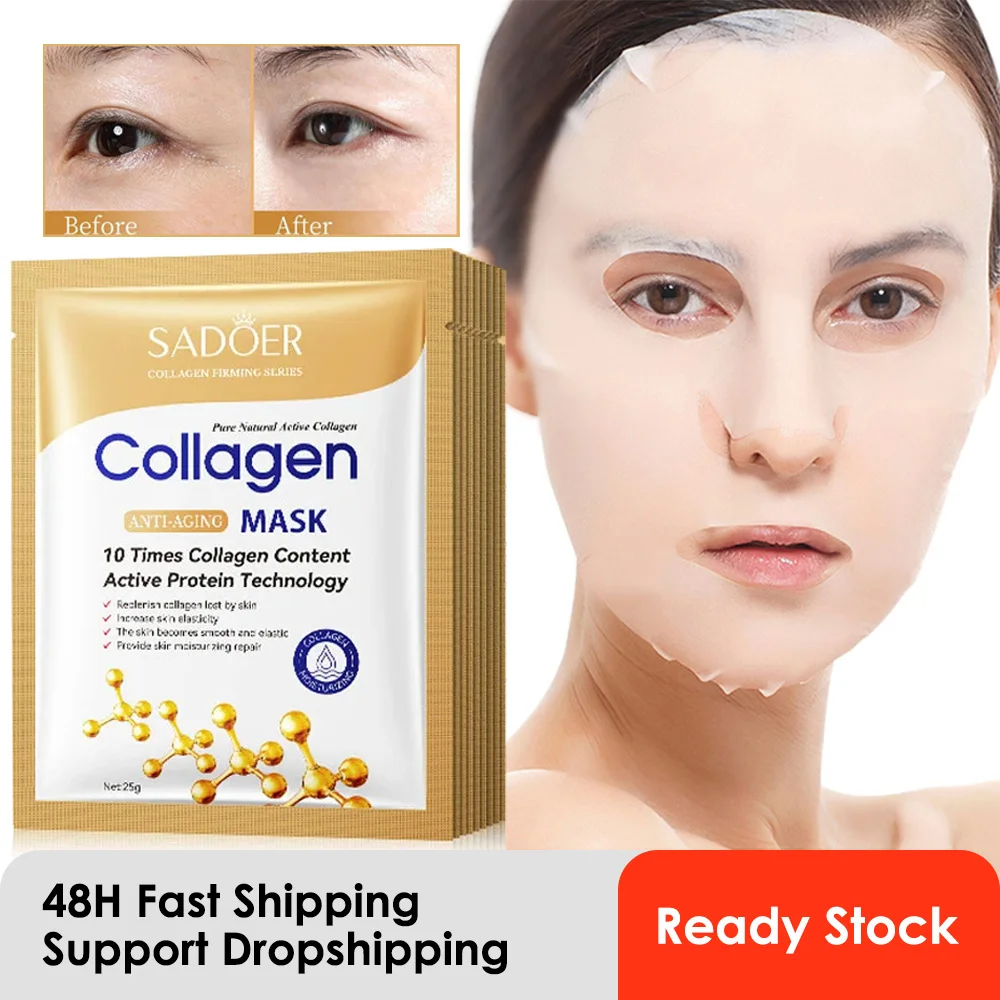 

10Pcs Collagen Mask Anti-wrinkle Collagen Mask Moisturizing Anti-Aging Skin Care Whitening Mask Moisturizing Repair Brightening