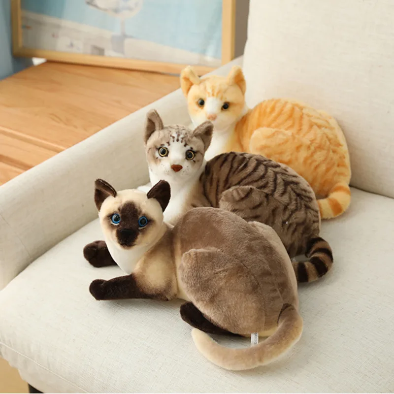 

25-40 Cm Simulation Cat Plush Toys American Shorthai Siamese Kitty Cute Pet Doll Stuffed Animal Children Home Decor Baby Gift