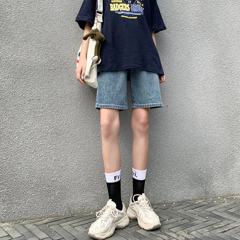 

2022 New Five-Point Denim Shorts Women's Summer High Waist Thin Loose Wide-Leg Pants Mid-Length Pants Blue Black Jeans Women