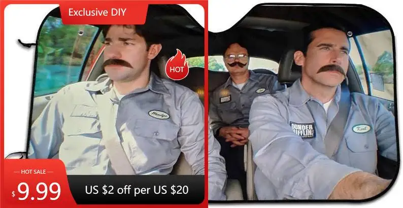 

The Office Branch Wars Car Sunshade TV Show Michael Scott Dwight Schrute Jim Halpert Sun Visor for Vehicles