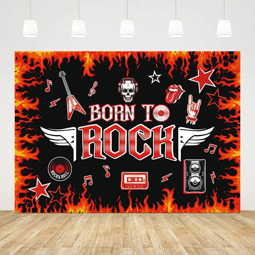 

Mehofond Born To Rock Photography Backdrop Rock And Roll Party Decorations Banner Star Music Theme Birthday Portrait Photobooth