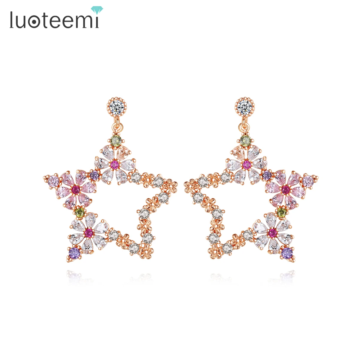 

LUOTEEMI Romantic Star Drop Earrings for Women Wedding Engagement Fashion Jewelry Party Brincos Bijoux Femme Christmas Gift