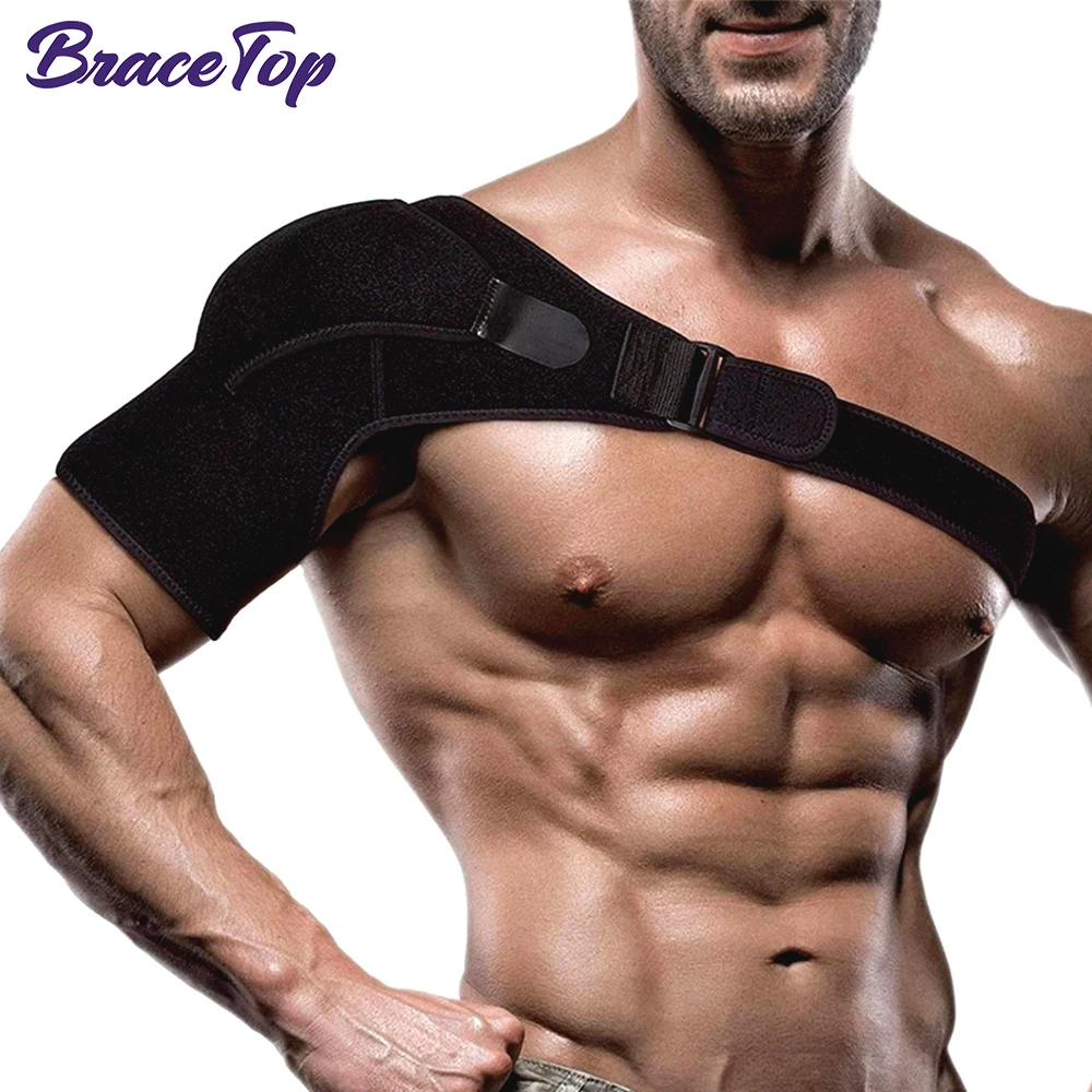 

BraceTop Adjustable Breathable Gym Sports Care Single Shoulder Support Back Brace Guard Strap Wrap Belt & Ice Pack Holder Unisex