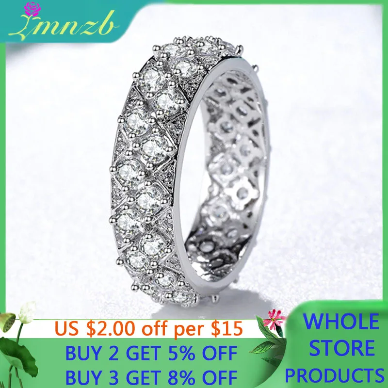 

LMNZB Luxury Round Sparkling CZ Zirconia Engagement Ring Genuine Tibetan Silver Wedding Jewelry Sent Gift Box JR304