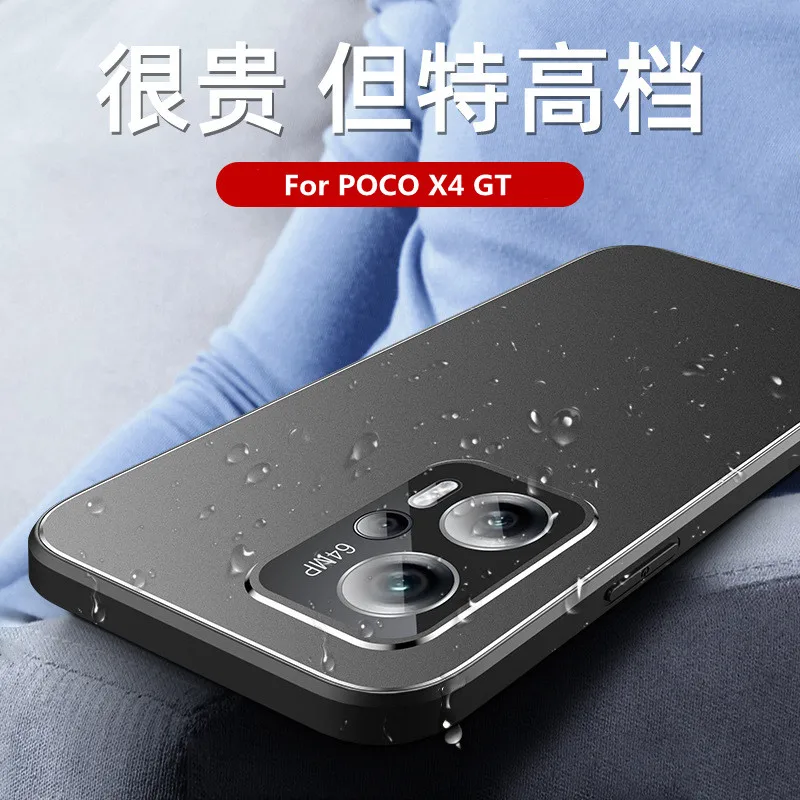 

Чехол для POCO X4 GT, чехол для Xiaomi POCO X4 GT POCOX4, ударопрочный чехол для камеры с полной защитой, матовый металл + ТПУ 2 в 1