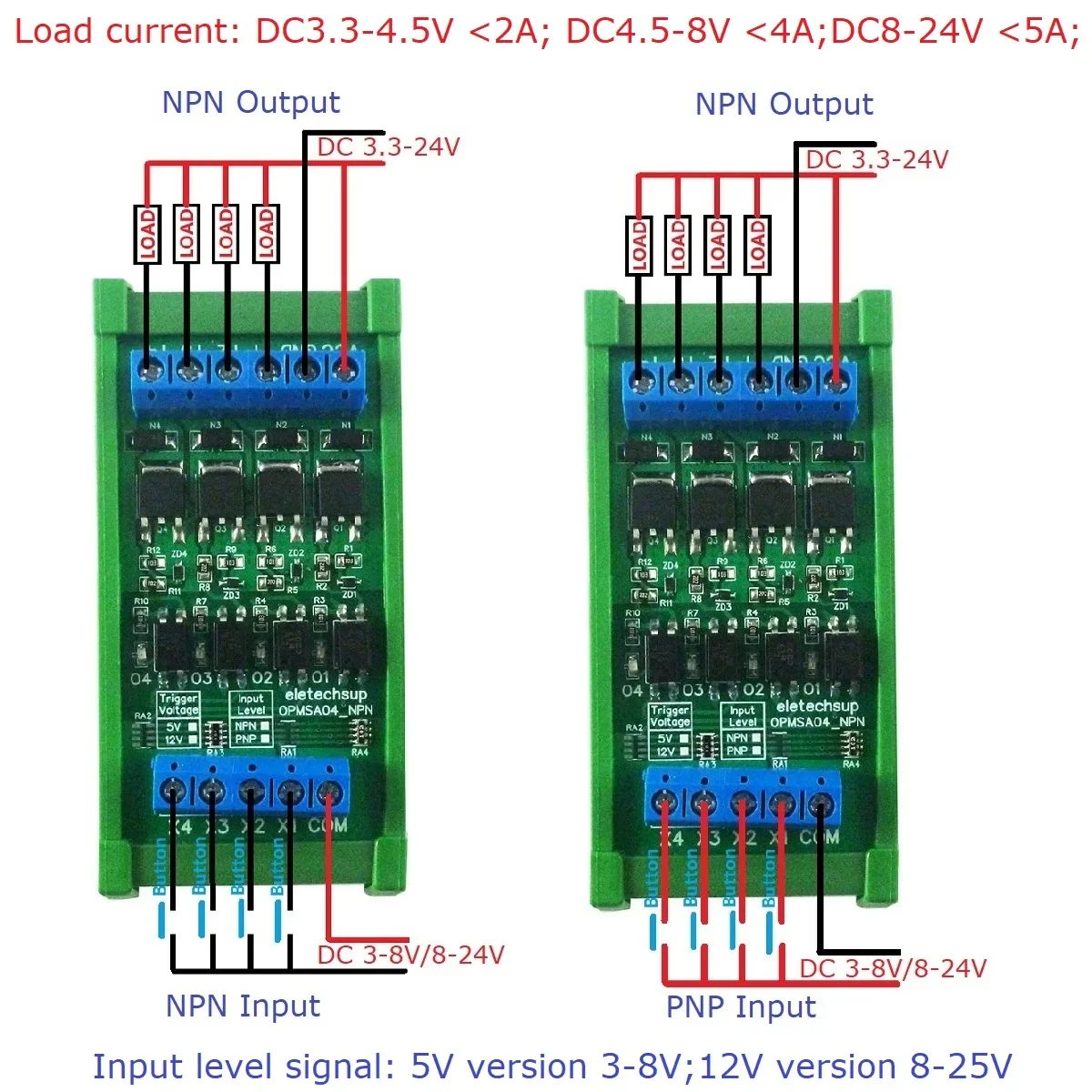 12CH DC 3 V/5V/12V/24V 5A PLC усилитель сигнала NPN/PNP модуль преобразователя логического