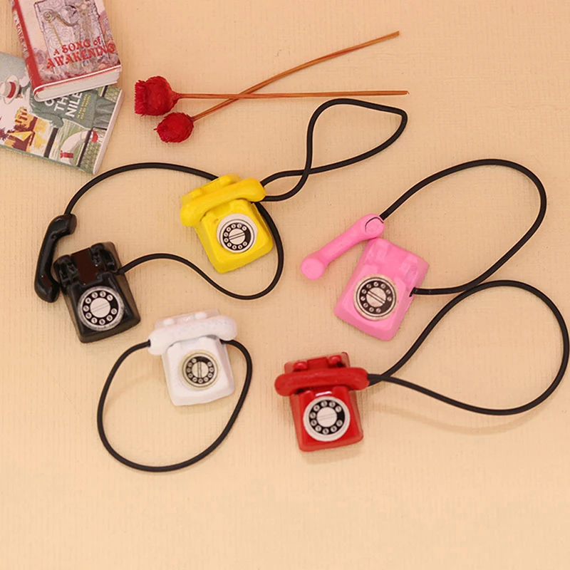 

Dollhouse Miniture Simulation Retro Telephone Model Home Furniture Decoration Accessories For Kids Toys Gift