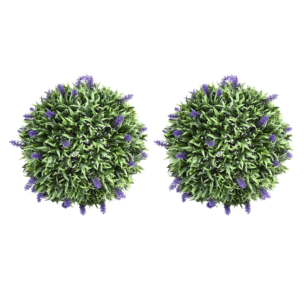 

2 Pcs Provence Kissing Ball Artificial Flowers Outdoors Lavender Boxwood Balls Faux Wedding Bouquets Topiary Hanging