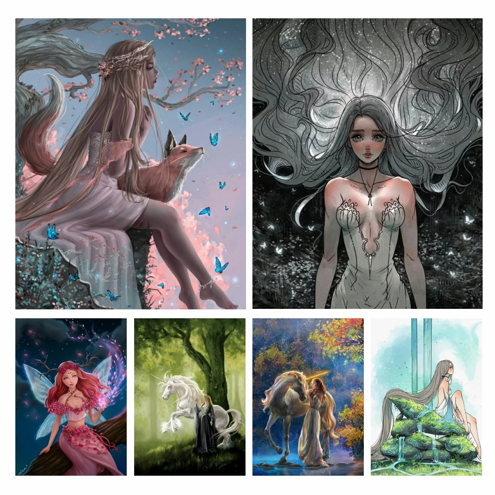 

Anime Forest Elf 5D Diamond Painting New Collection Fantasy Girl Mosaic Fairy Nymph Diy Cross Stitch Kit Home Decor Wall Art