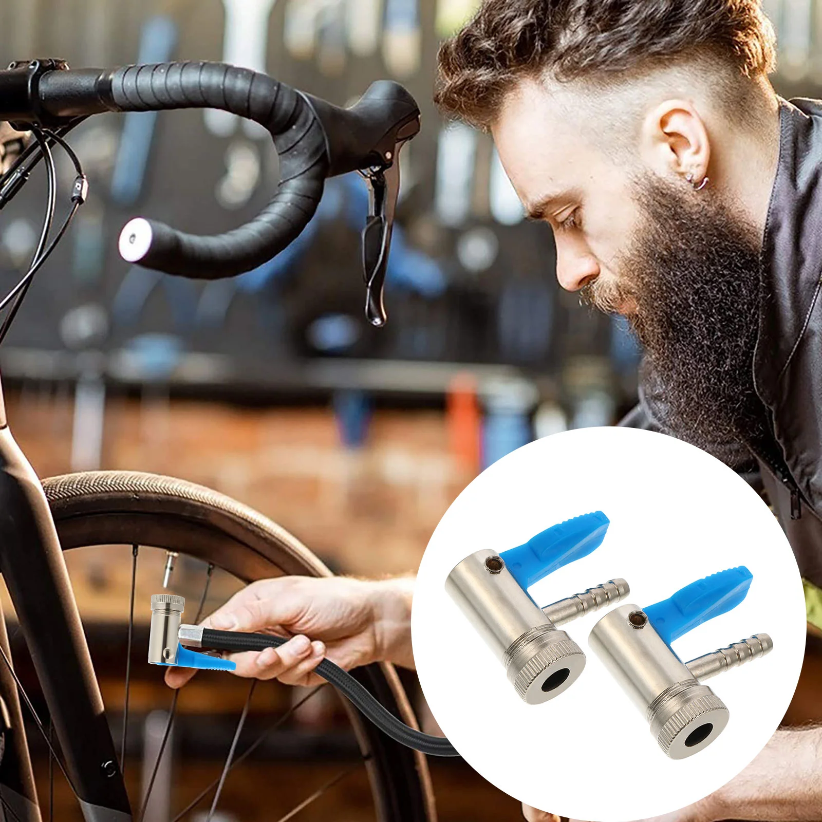 

2 Pcs Inflatable Chuck Tyre Inflator Portable Air Tire Clamp Hose Clip Nickel-plated Iron for Car Connectors