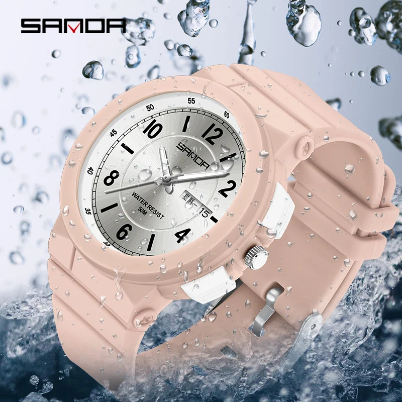 

2023 New Fashion Casual Women's Watches Waterproof Quartz Watch Women Wristwatches For Female Clock Relogio Feminino Sanda 6097