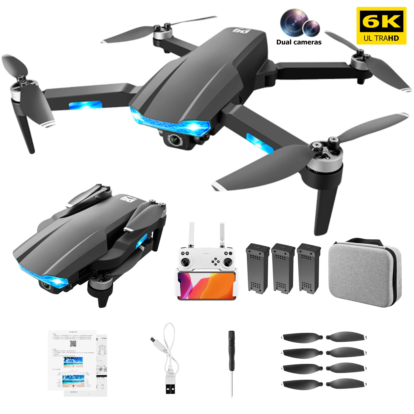 

KK18 Pro Brushless Motor GPS Drone with 5GHz FPV 6K HD Camera Optical Flow Positioning Foldable RC Quadcopters for Adults Kids