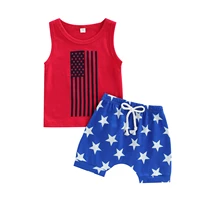 independence day baby boys clothing summer stars striped print sleeveless tanks tops with drawstring casual shorts casual set