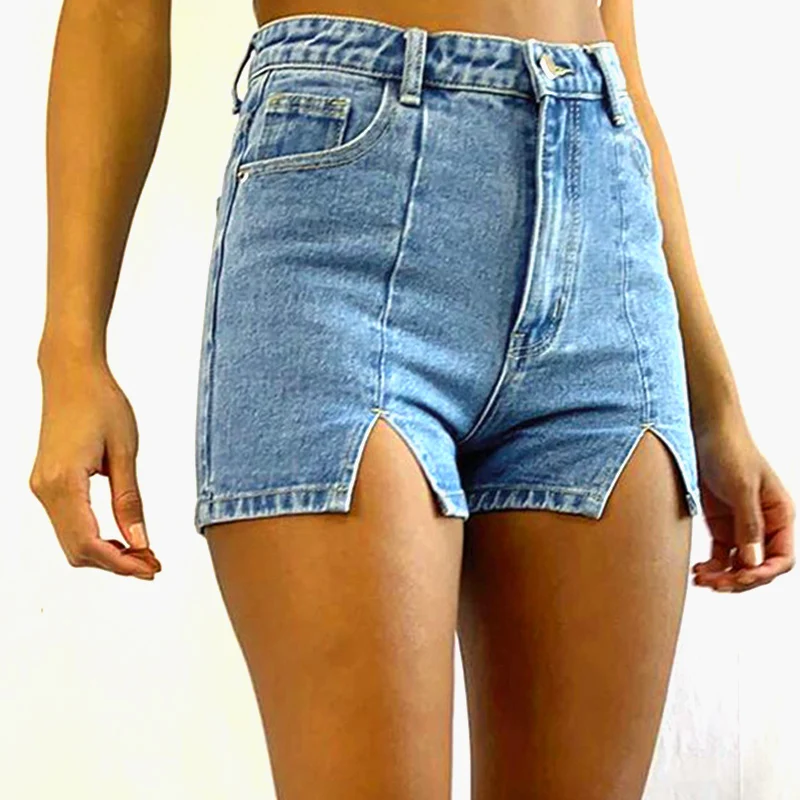 Women Shorts Summer High Waisted Denim Shorts Femmes Korean Fashion Casual Sexy Y2k Slim Elasticity Split Shorts Jeans Woman XXL