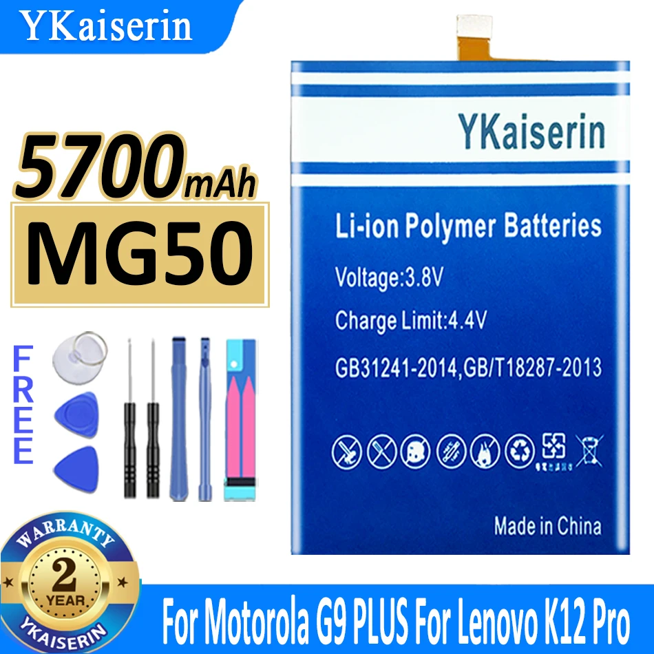

YKaiserin 5700mAh Replacement Batteria MG50 High Quality Battery For Motorola Moto G9 PLUS G9+ G9PLUS MG 50 Smart Phone Battery