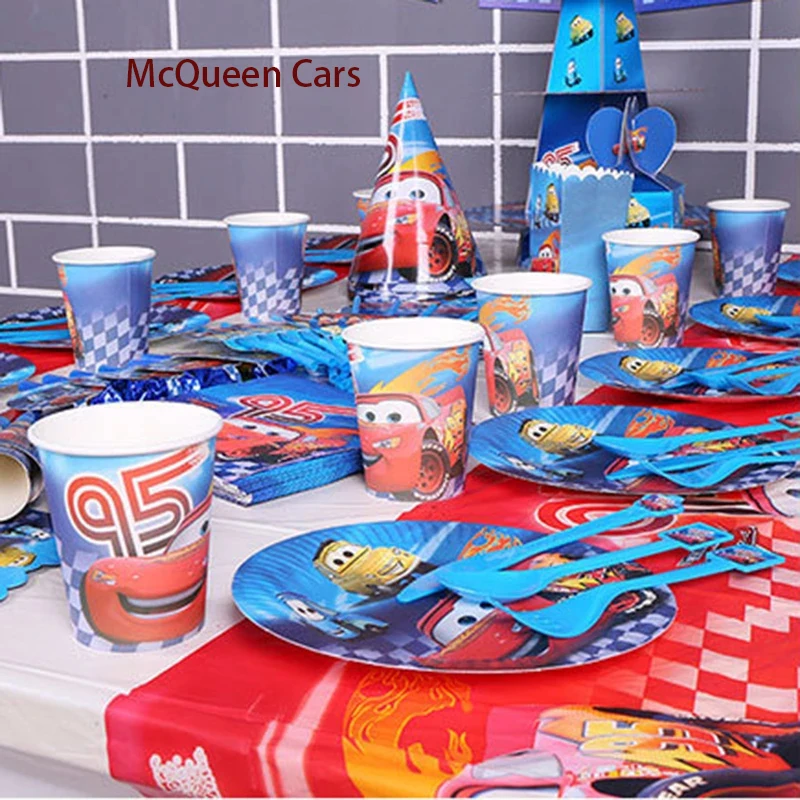 

Cartoon Disney Lightning McQueen Cars Theme Party Decor Disposable Tableware Kids Favor Baby Shower Birthday Supplie Plates Cups