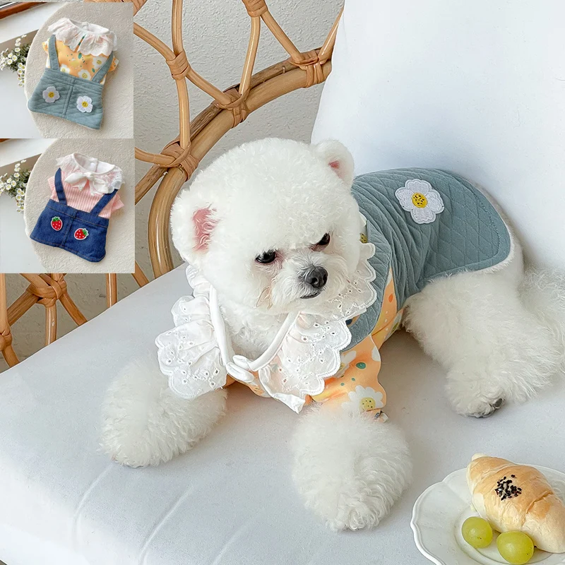 

Puppy Clothes Cat Skirt Dog Dress Summer Pet Cute Small Medium Yorkies Bichon Corgi Pomeranian Princess Dress Bow Flower