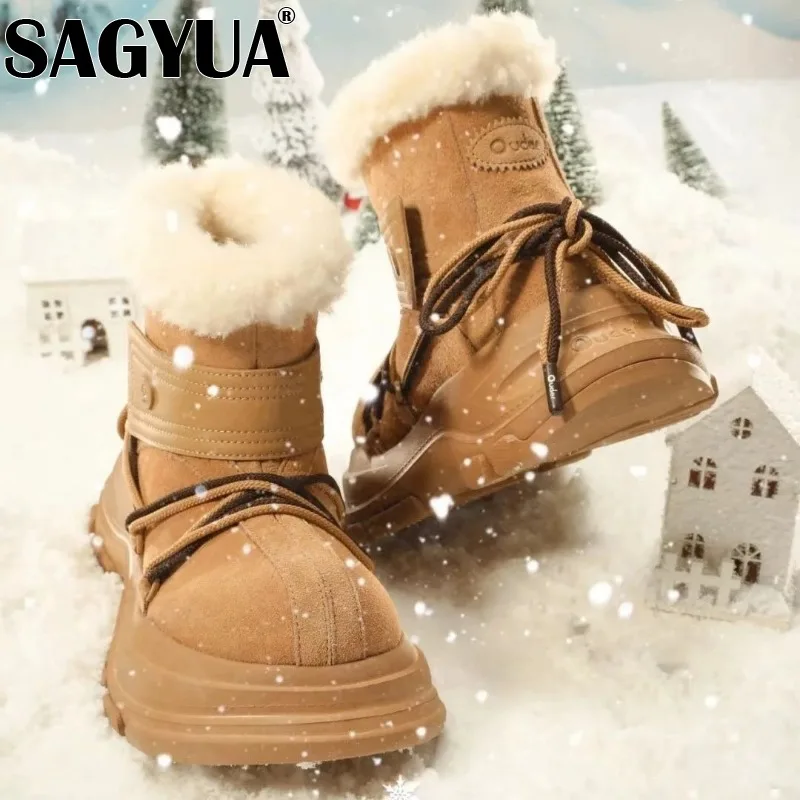Fur Platform Ankle Women Snow Boots Brand Suede Warm Plush Cotton Shoes Casual Woman Winter Trend Fad Non Slip Botas Mujer