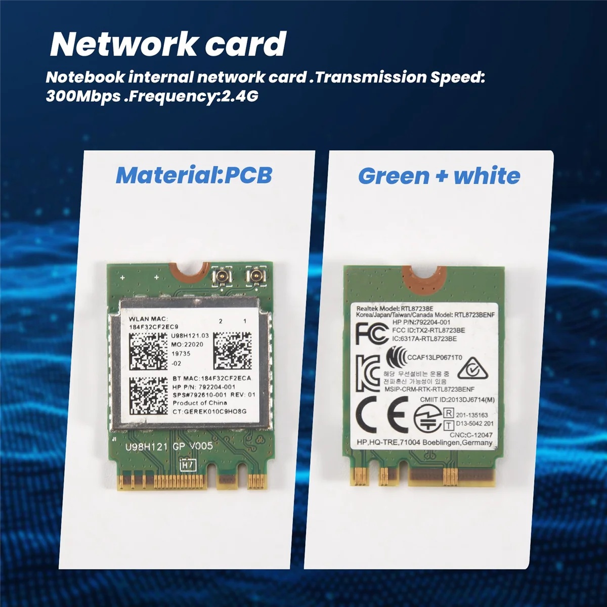 Wireless Adapter for Realtek RTL8723BE 802.11N WiFi Card Bluetooth 4.0 NGFF 843338-001 300Mbps