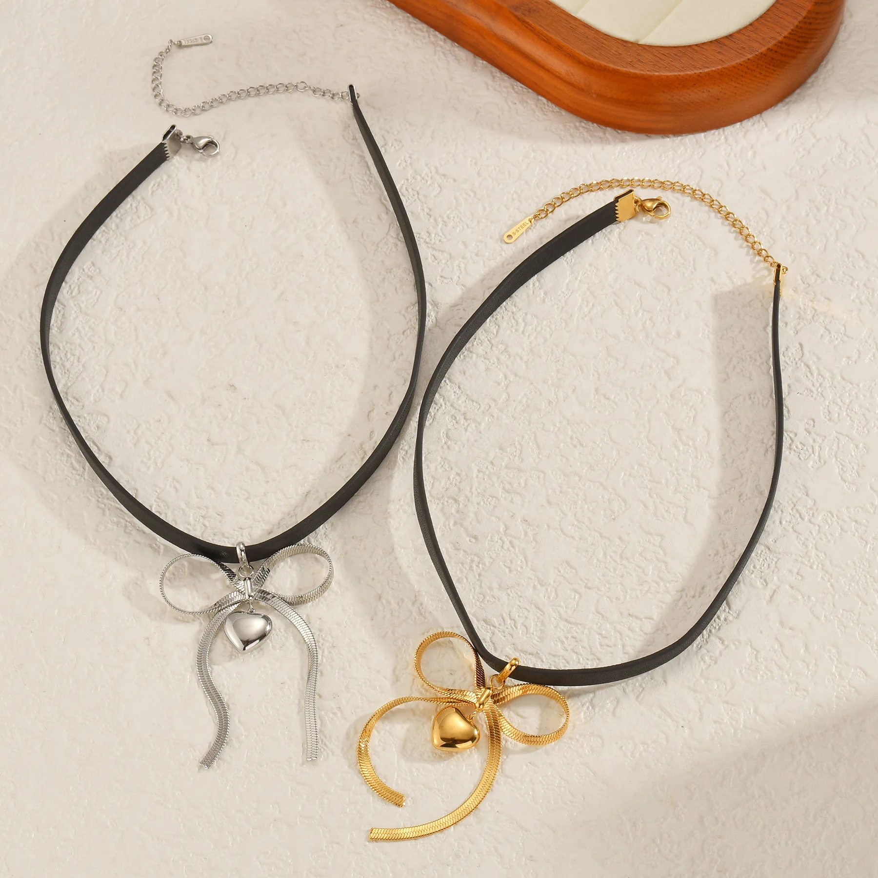 Atoztide модный бант с кисточкой в форме сердца ожерелье серьги кольцо комплект