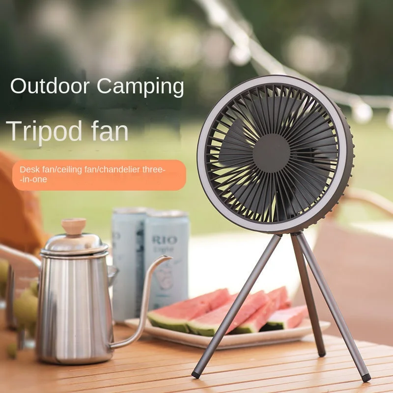 

10000mAh USB Tripod Camping Fan With Power Bank Light Rechargeable Desktop Portable Circulator Wireless Ceiling Electric Fan